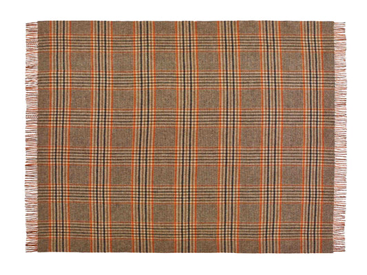 Plaid Estate Karo Orange - Country Side Collection - Merino-Lammwolle - 140x185 - Bronte by Moon Scotland