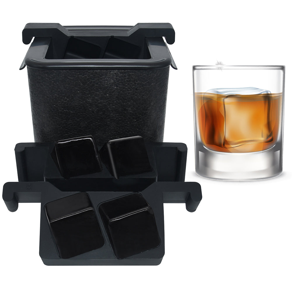 Professionele Crystal Clear IJsblokjesvorm - 4 Heldere IJsblokjes 4,5 x 4,5 cm voor Whisky & Cocktails - Mood4Whisky