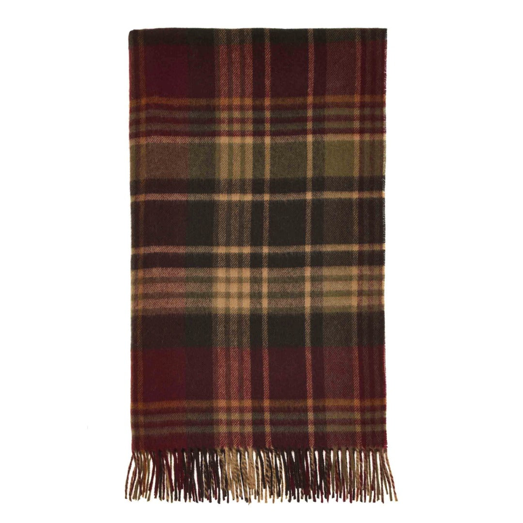 Plaid Estate Olive/Bordeaux - Country Side Collection - Laine d'Agneau Mérinos - 140x185 - Bronte by Moon Scotland