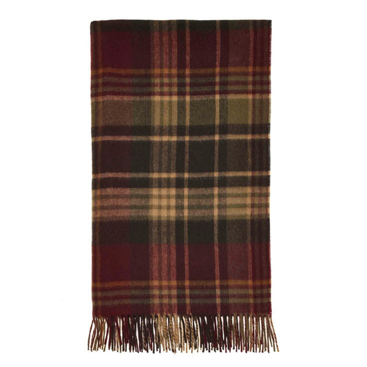 Plaid Estate Oliv/Bordeaux - Country Side Collection - Merino-Lammwolle - 140x185 - Bronte by Moon Scotland