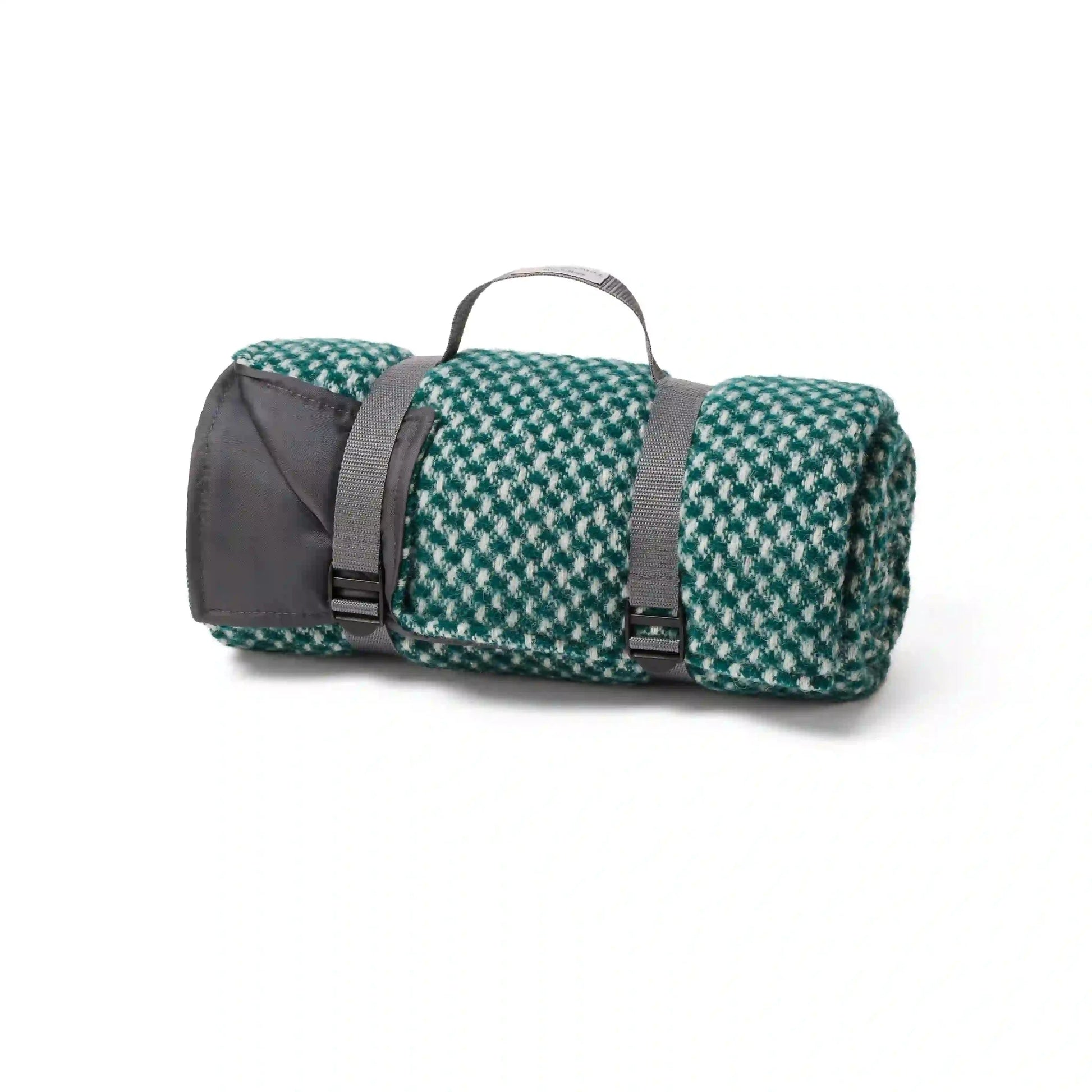 Picknickkleed Roll Twill Emerald (Groen) and Silver - Wol - Waterdicht - 145x145cm - Tweedmill by MoodCompanyNL
