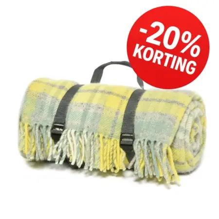 AANBIEDING! Picknickkleed Polo Geruit Geel (Ocean) - Wol - Waterdicht - 145x183cm - Tweedmill by MoodCompanyNL