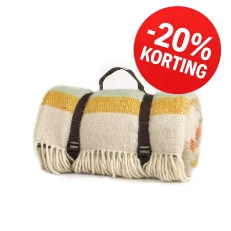 AANBIEDING! Picknickkleed Polo Gestreept Spring - Wol - Leren Draagset - Waterdicht - 145x183cm - Tweedmill by MoodCompanyNL