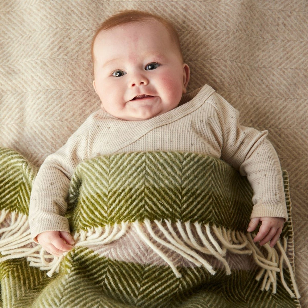 Mood Company - Babydekentje Stripe Botanical – Pure New Wool – 68x73 cm - Tweedmill - 5060958304235