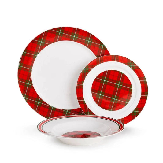 Borden NEW BONE tartan - set van 18 stuk - 3 verschillende borden by MoodCompanyNL