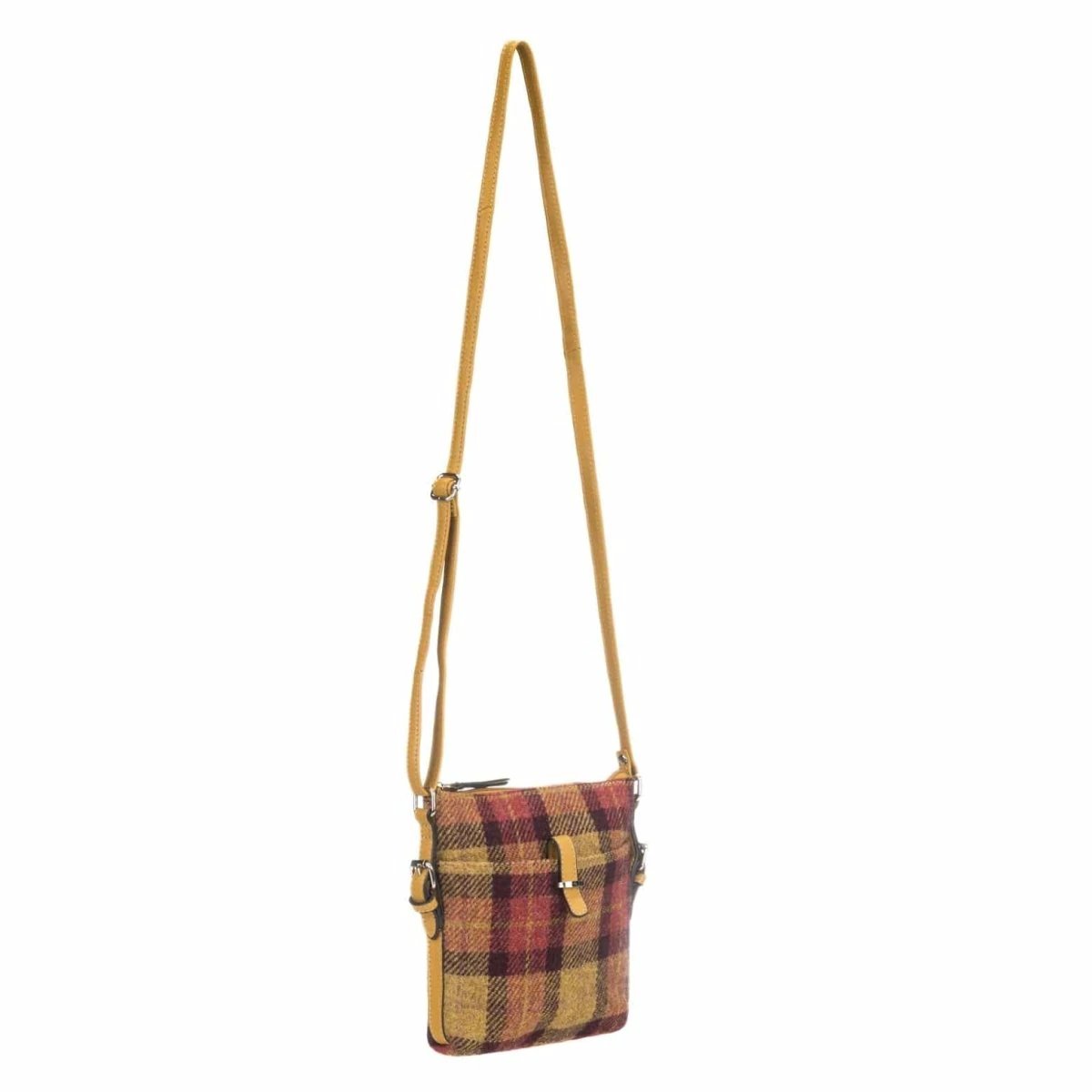 Crossbody Tas Geel/Rood Tartan & Leer | Licht & Slim | Das Impex by MoodCompanyNL
