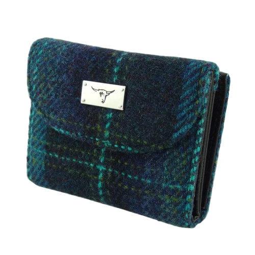 Dames Portemonnee Jura Blauw met Turquoise ruit - Harris Tweed - Glen Appin of Scotland by MoodCompanyNL