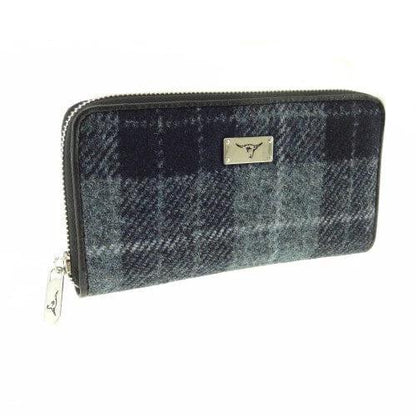 Dames Portemonnee Staffa Grijs Zwart Tartan - Harris Tweed - muntvak met rits - Glen Appin of Scotland by MoodCompanyNL