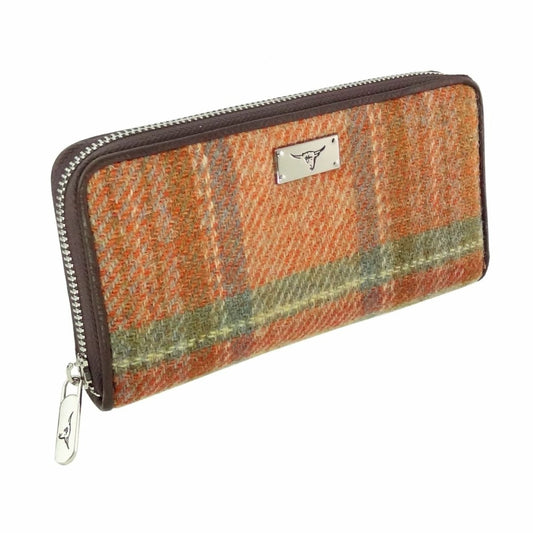 Mood Company - Dames Portemonnee Staffa Oranje Stewart Tartan - Harris Tweed - muntvak met rits - Glen Appin of Scotland - 5061035012937