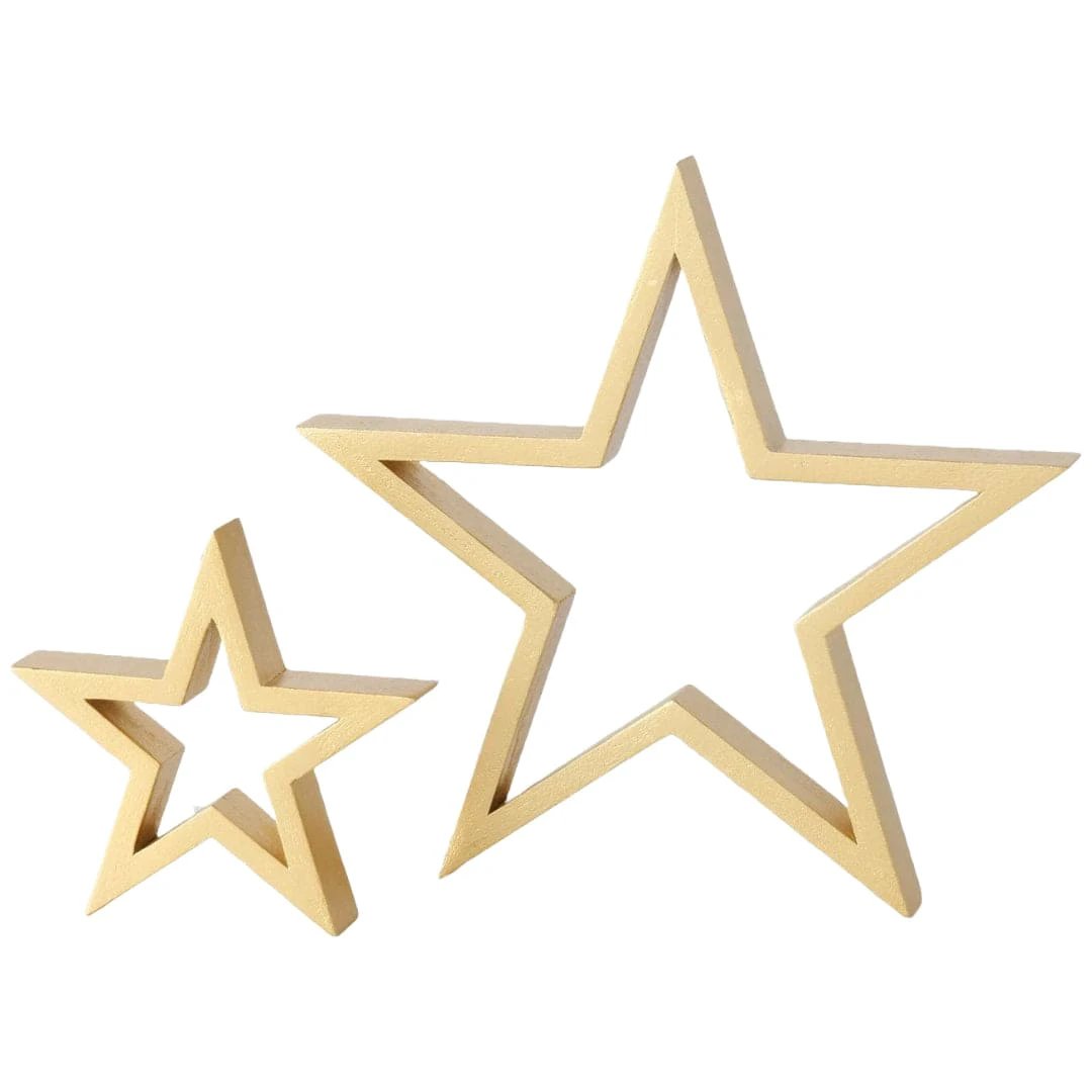 Decoratieve sterren Borna - goud - set van 2 - Hoogte 16 en 30 cm by Mood4Christmas