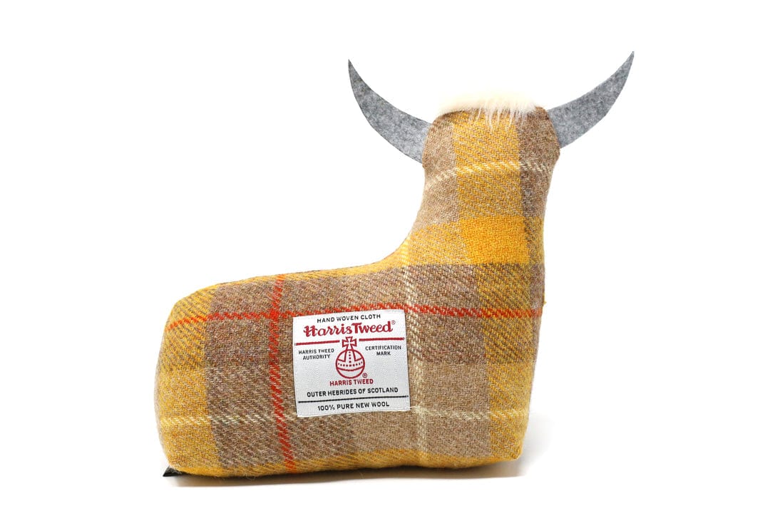 MoodCompanyNL - Deurstopper Schotse Hooglander Yellow/Beige - Harris Tweed - Handgemaakt - Caroline Wolfe Murray Scotland - 6095633979940