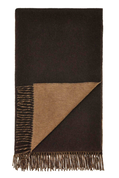 Plaid Double Face Vert Militaire/Loden - Country Side Collection - Laine d'Agneau Mérinos - 140x185 - Bronte by Moon Scotland