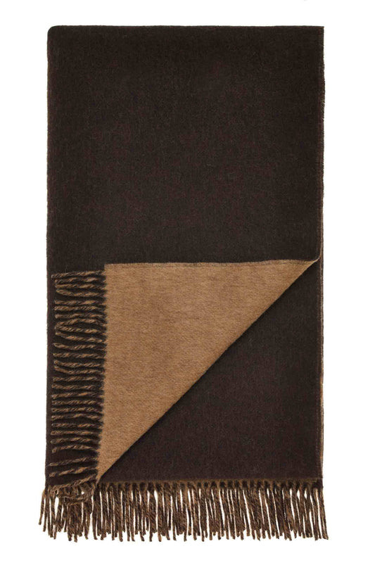 Plaid Double Face Armeegrün/Loden - Country Side Collection - Merino-Lammwolle - 140x185 - Bronte by Moon Scotland