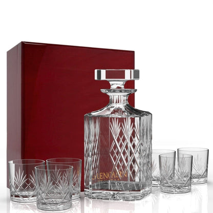 MoodCompanyNL - Geschenkset Skye met Karaf en 6 Skye Whiskyglazen in houten presentatiebox - Loodkristal - Glencairn Crystal Scotland - 5060025550688