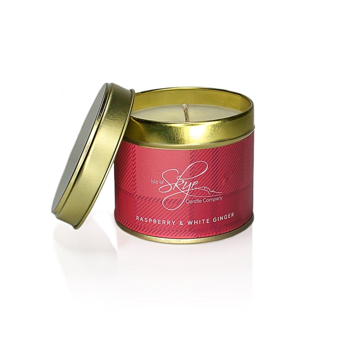 MoodCompanyNL - Geurkaars Framboos met Gember Blikje - 45 uur - Sojawas - Isle of Skye Candle - 5060346381947