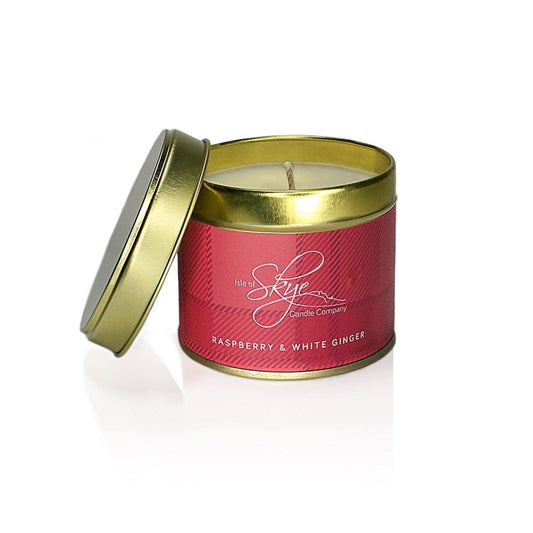 MoodCompanyNL - Geurkaars Framboos met Gember Blikje - 45 uur - Sojawas - Isle of Skye Candle - 5060346381947