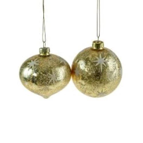 Glazen Kerstbal Soft Star - 2 Assorti - Goud - Glas - 8 cm - Werner Voss by MoodCompanyNL