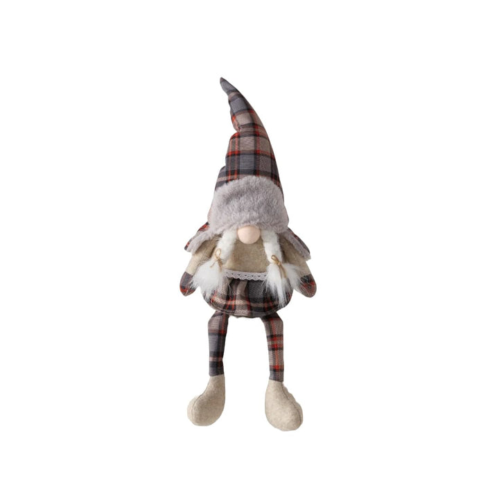 Mood Company - Gnoom met bungelbenen - tartan - 23x14x43 cm - 2 varianten - Boltze - 6151209829825