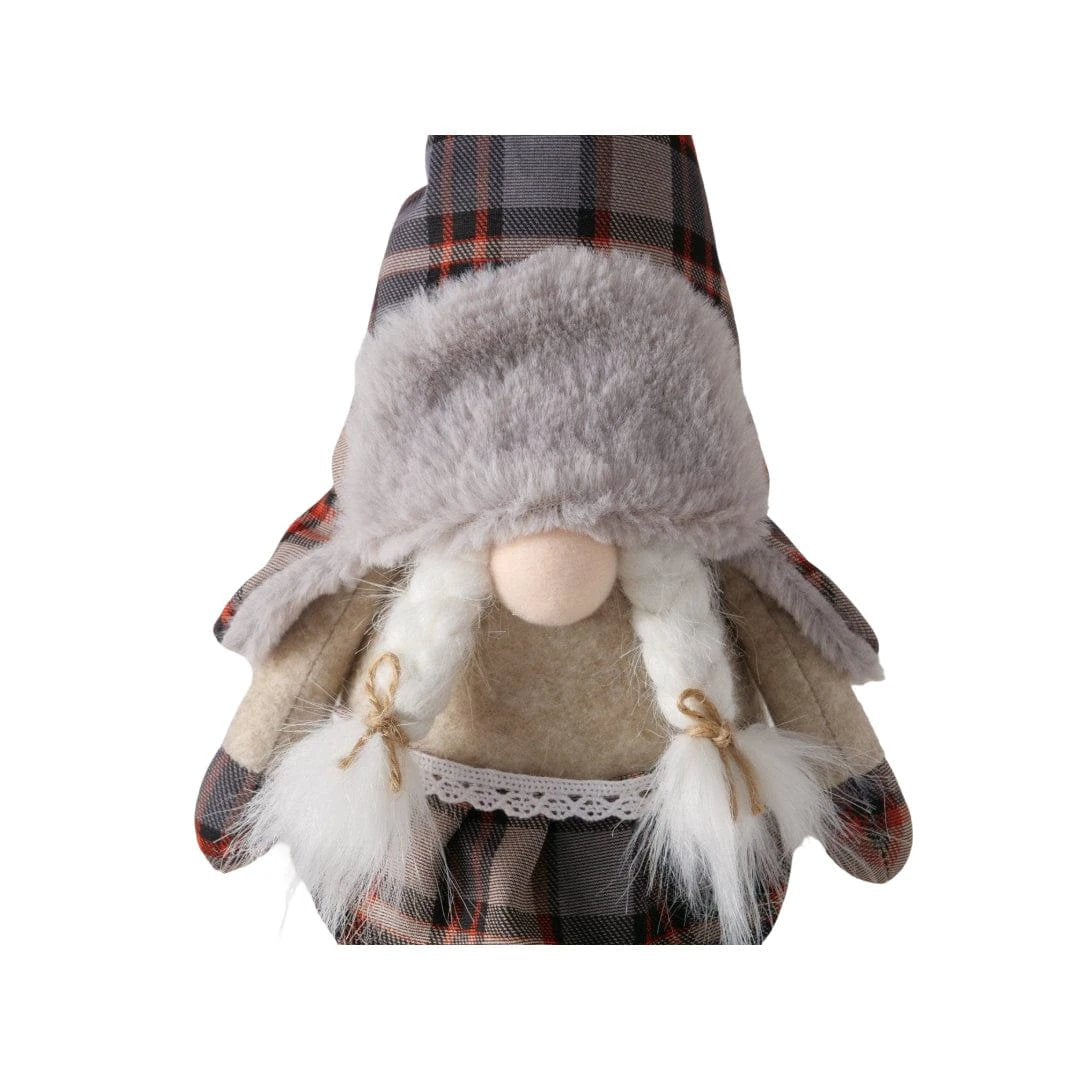Gnoom met bungelbenen - tartan - 23x14x43 cm - 2 varianten - Boltze by Mood4Christmas
