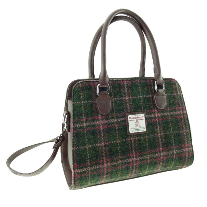 Mood Company - Handtas Findhorn Groen en Roze (Plum) - Stevig - Draagband - Harris Tweed - Glen Appin of Scotland - 5060631376313