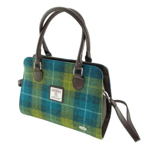 Handtas Findhorn Zeeblauw en Limegroen - Stevig - Draagband - Harris Tweed - Glen Appin of Scotland by MoodCompanyNL