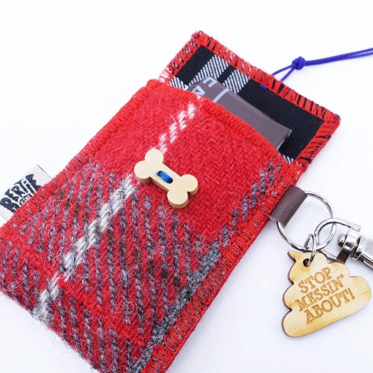 MoodCompanyNL - Harris Tweed Houder voor hondenpoep zakjes Rood - 6095640094049