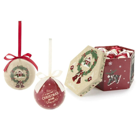 Kerstballen in kerstdoos - 14 stuks - 7,5 cm - nuvole di stoffa by MoodCompanyNL