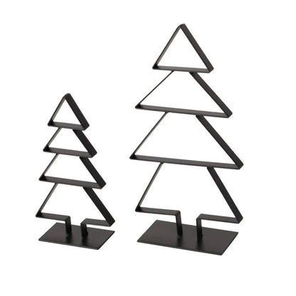 Kerstbomen set zwart metaal - 23 cm en 16,5 cm hoog - set van 2 by Mood4Christmas