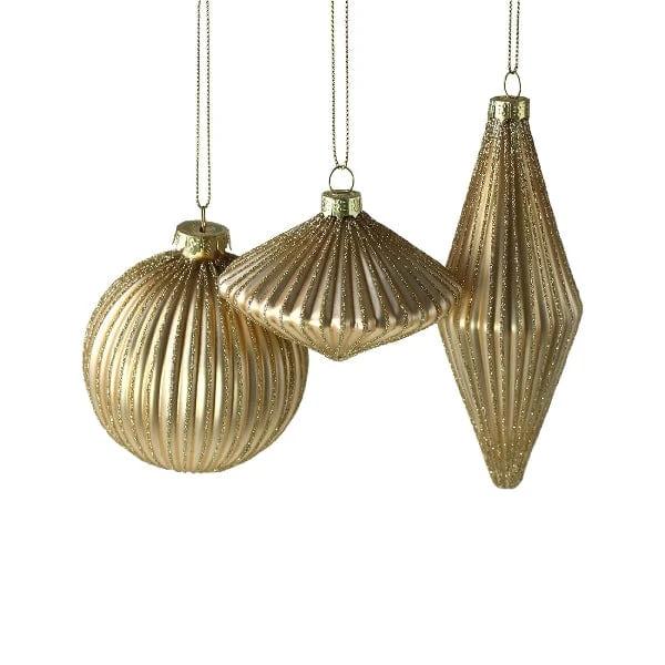 Kerstboom hanger goud - glas - 3 stuks - 8 cm - Werner Voss by Mood4Christmas