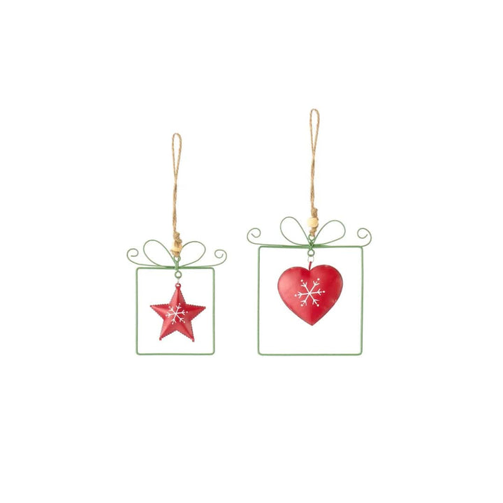 Mood Company - kerstboomhanger metaal - set van 2 - rood en groen - 10 en 13 cm - nuvole distoffa - 8059037623357