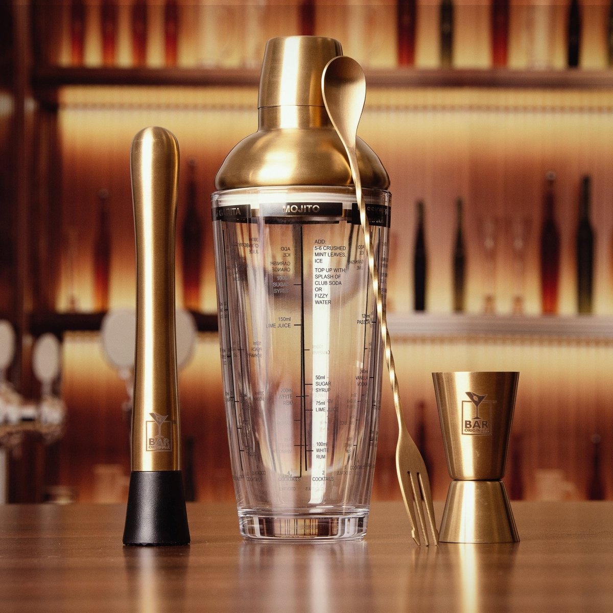 MoodCompanyNL - Klassieke Cocktail Shaker Set - Glas - Bar Originale - 5013313005797