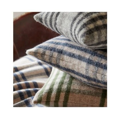 Kussen Grote Ruit Groen (Hex Check Olive) - Nieuw Wol - 50x50 - Tweedmill UK by MoodCompanyNL