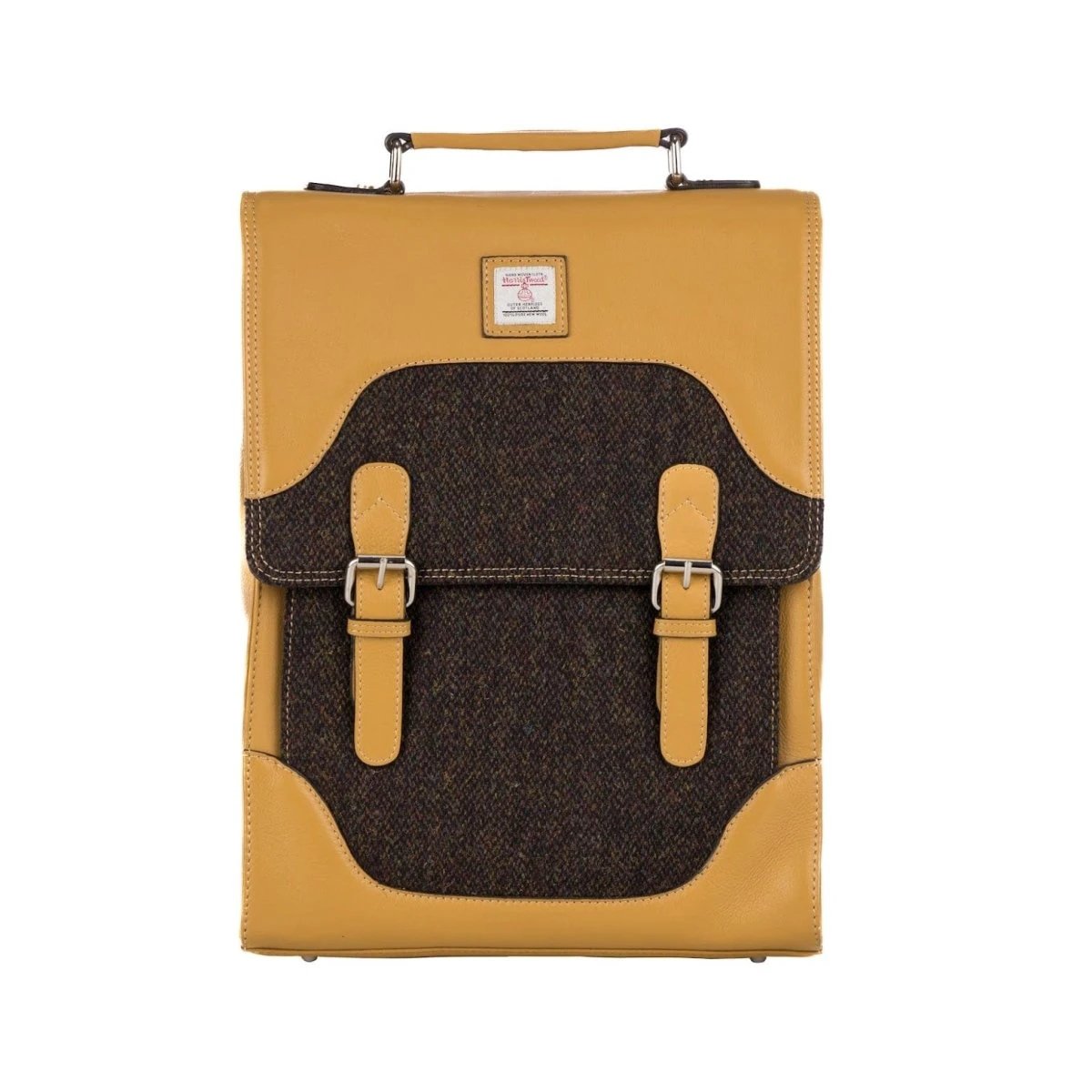 Large Rugzak Tweed & Geel Leer | Laptopvak & Stijl | Das Impex by MoodCompanyNL