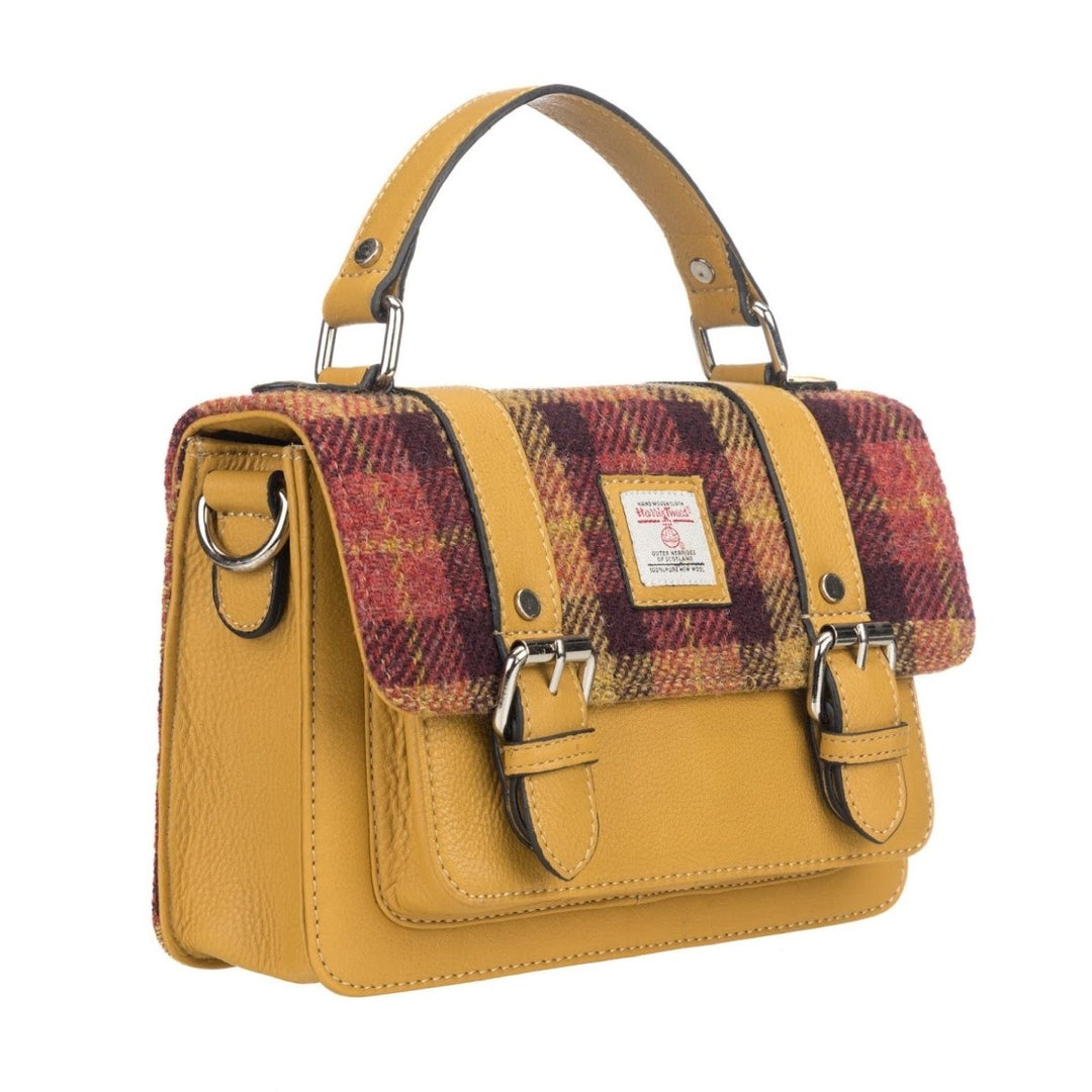 MoodCompanyNL - Medium Satchel Geel Tartan & Geel Leer | Das Impex - 5058703022707