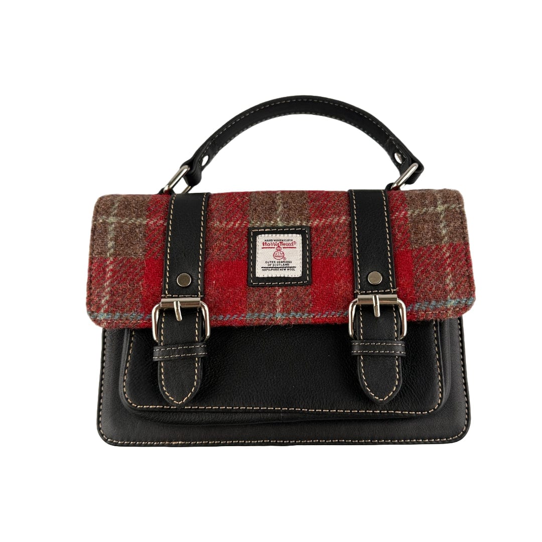 MoodCompanyNL - Medium Satchel Rood Tartan & Zwart Leer | Das Impex - 