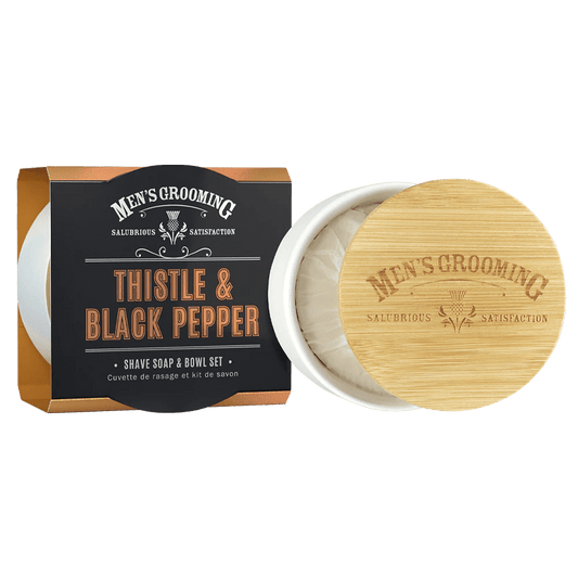 MoodCompanyNL - Men's Grooming Thistle & Black Pepper Scheerzeep Set 100g - 5016365018333