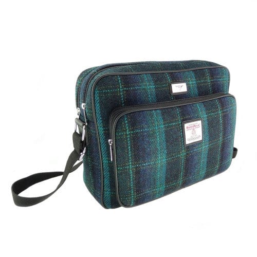 MoodCompanyNL - Messengerbag Bowmont Blauw met Turquoise Ruit - 28x40x16 - Harris Tweed - Glen Appin of Scotland - 5060959024149