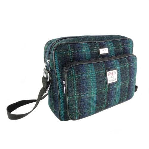 MoodCompanyNL - Messengerbag Bowmont Blauw met Turquoise Ruit - 28x40x16 - Harris Tweed - Glen Appin of Scotland - 5060959024149