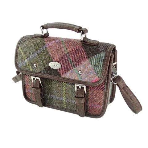Mini Tas Bervie Gedempt Groen & Paars - 15x20x7,5 - Harris Tweed - Glen Appin of Scotland by MoodCompanyNL