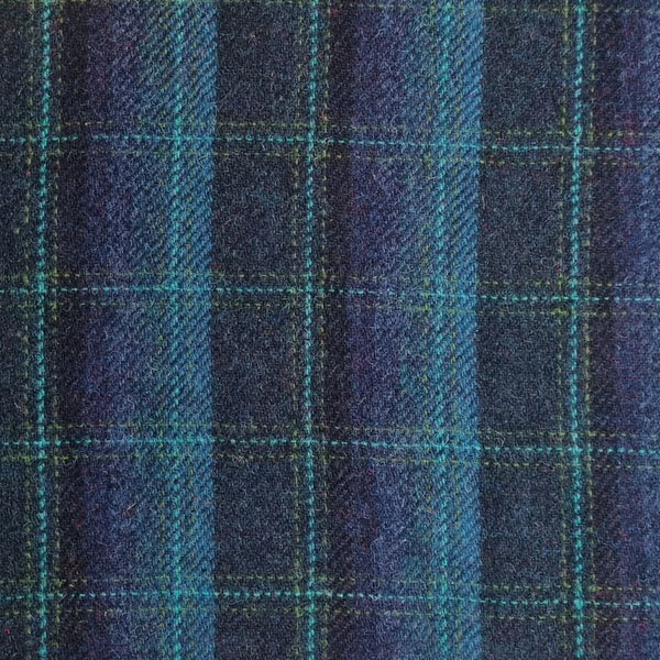 Mood Company - Mini Tas Harris Bervie Blauw met Turquoise Tartan - 15x20x7,5 - Harris Tweed - Glen Appin of Scotland - 5060959021001