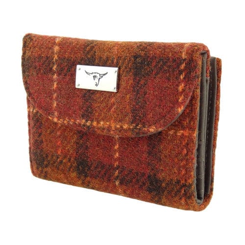 Mood_Company Dames Portemonnee Jura Bruin met oranje - Harris Tweed - Glen Appin of Scotland