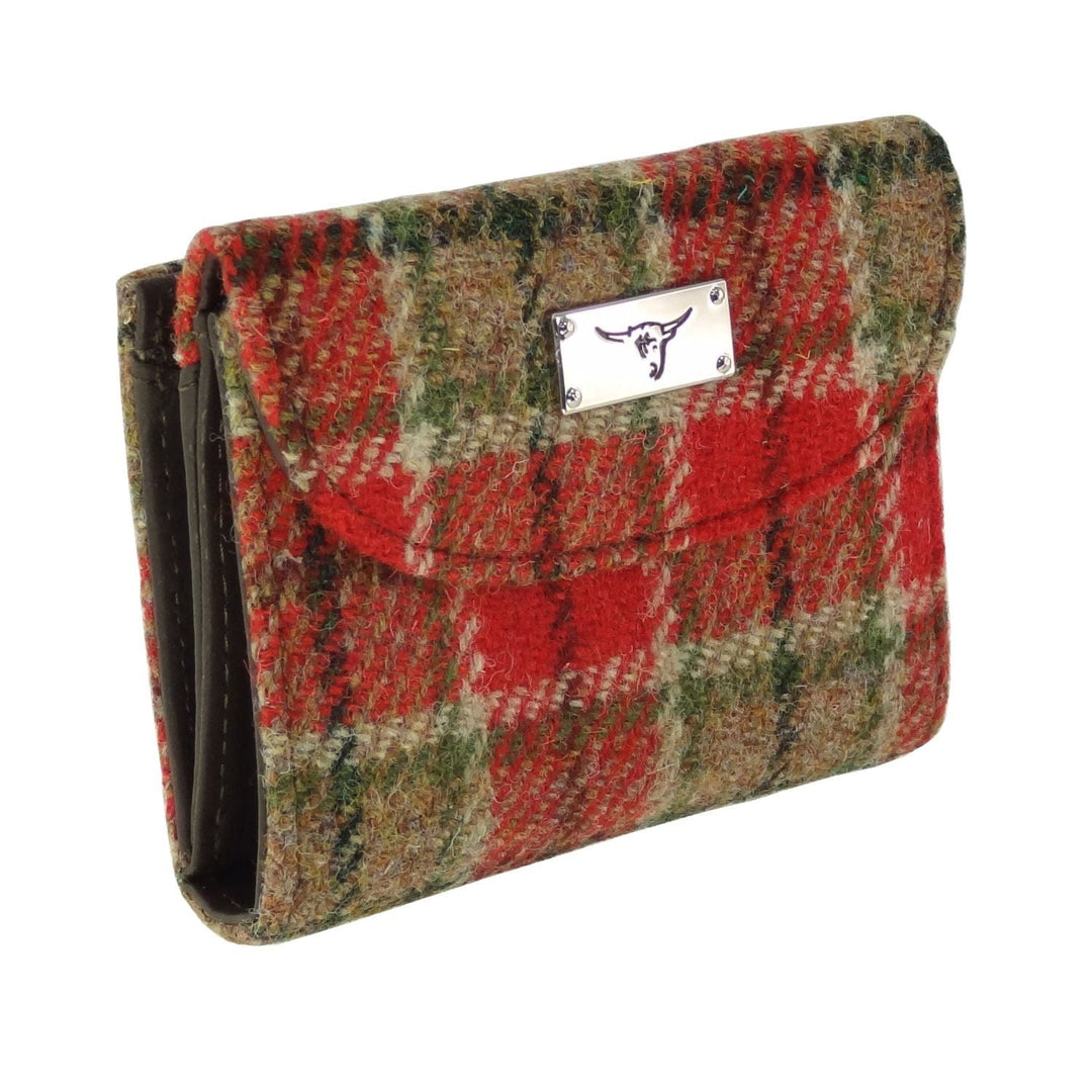 Mood_Company Dames Portemonnee Jura Rood Groen Tartan  - Harris Tweed - Glen Appin of Scotland