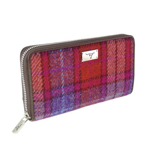 Mood_Company Dames Portemonnee Staffa Oranje Paars Tartan - Harris Tweed - muntvak met rits - Glen Appin of Scotland