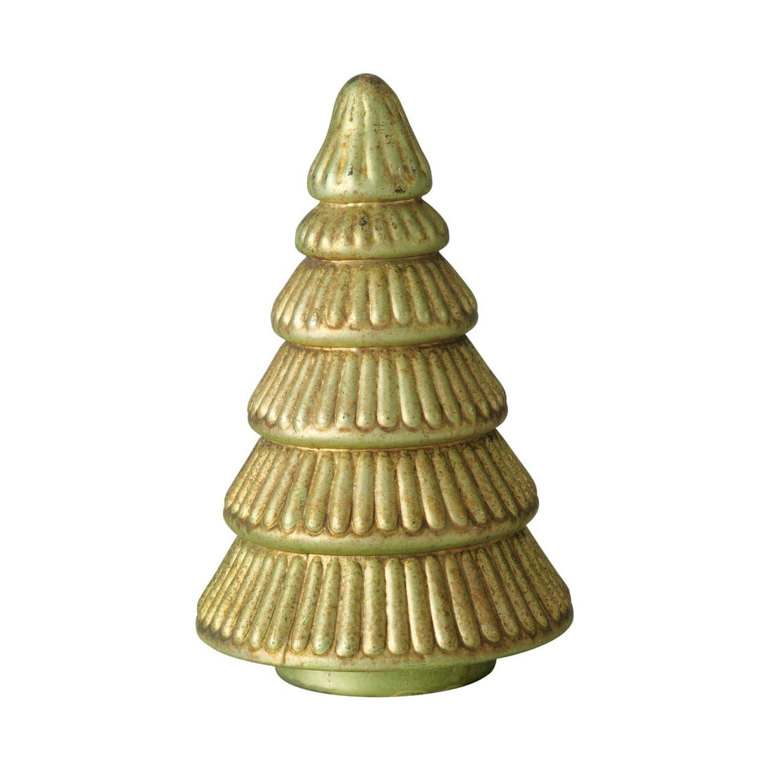 Mood_Company Glazen decoratieve kerstboompjes - groen - licht groen - beige - 3 stuks