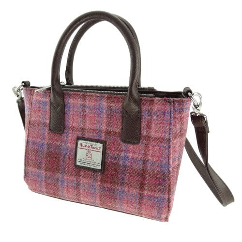 Mood_Company Handtas Brora Levendig Roze - Ritssluiting - Draagband - Harris Tweed - Glen Appin of Scotland