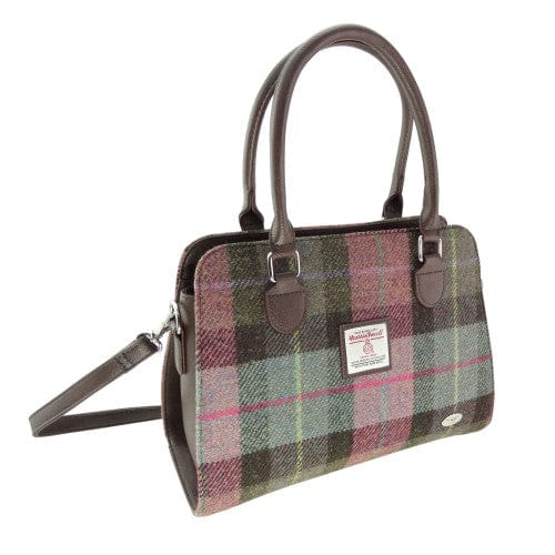 Mood_Company Handtas Findhorn Gedempt Groen & Paars Tartan - Stevig - Draagband - Harris Tweed - Glen Appin of Scotland