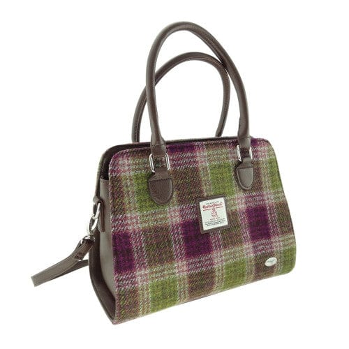 Mood_Company Harris Tweed Handtas Findhorn Heide Paars met Groen Geruit (Heather Check)