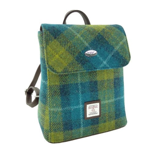 Mood_Company Harris Tweed Mini Rugzak Tummel Zeeblauw en Groen