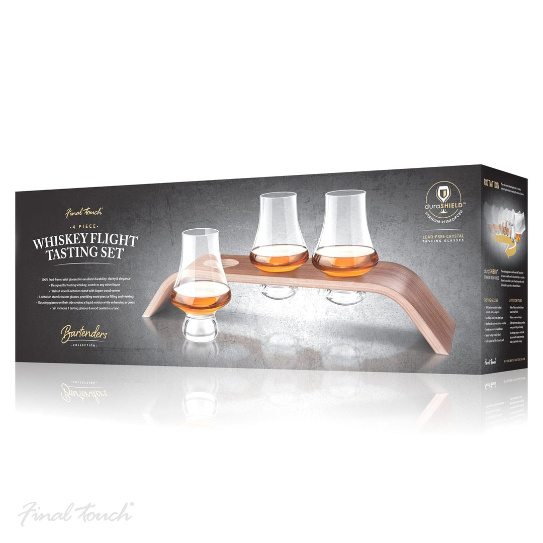 Mood_Company Whiskyglas Flight Tasting set - 3 glazen met houten whiskyglashouder - Final Touch