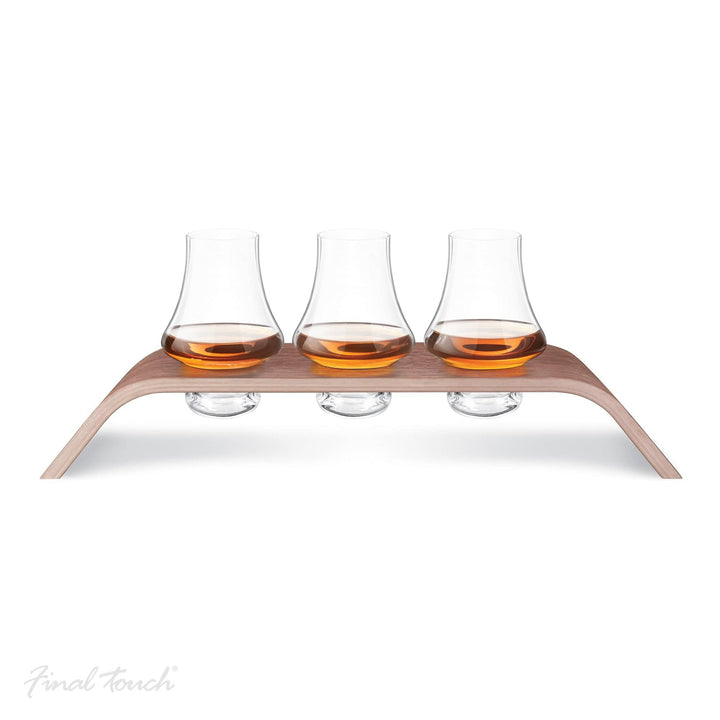 Mood_Company Whiskyglas Flight Tasting set - 3 glazen met houten whiskyglashouder - Final Touch